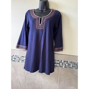 Lucky Brand Purple Cotton Blend Embroidered Tunic SZ XS NWOT Boho